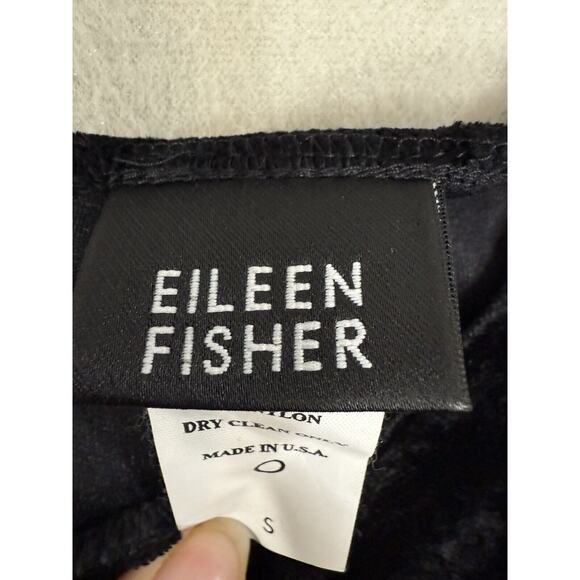 EILEEN FISHER Black Velvet Long Sleeve Maxi Dress Size Small Holiday - Picture 12 of 14